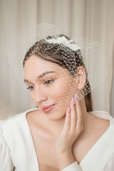 Lujza - csipkés birdcage fátyol